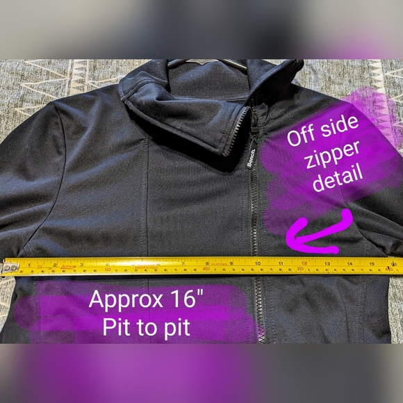 Size small, BENCH long sleeve zip up sweater/jacket in black w/BENCH red logo - Picture 9 of 11